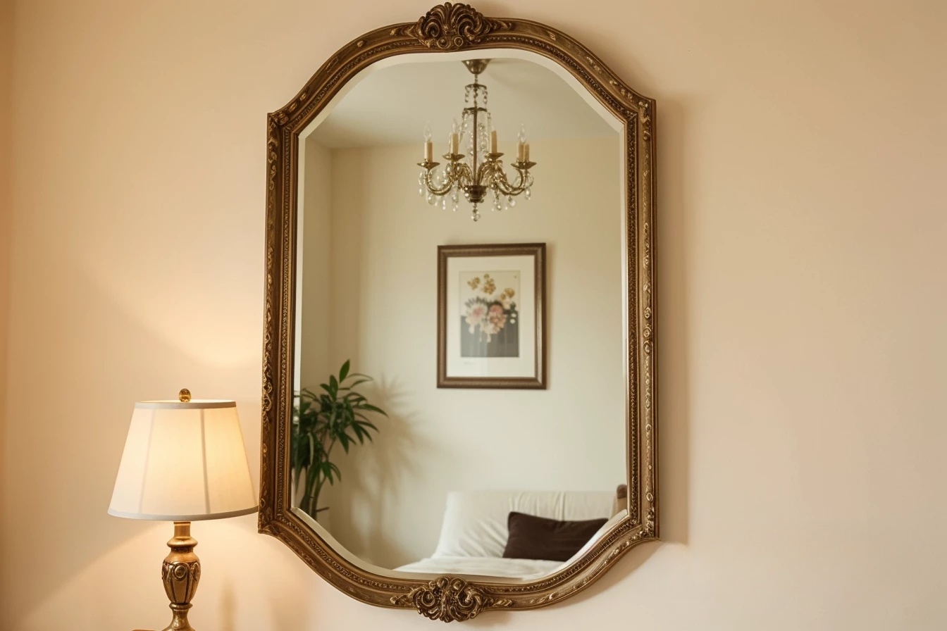 зеркало в раме на стене